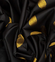 Black Handloom Kanchipuram Silk Saree With Mango Buttas