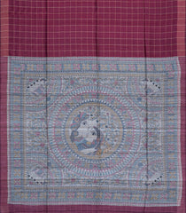 Chesnutt Pink Handloom Dupion Silk Saree With Checks & Printed Pallu-DS0595