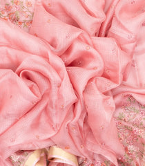 Peach Handloom Kota Silk Saree With Peacock Motifs-KO1038