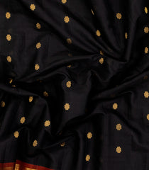 Black Handloom Gadwal Silk Cotton Saree With Buttas -GA0278