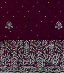 Burgundy Synthetic Vichitra Zari Embroidery With Stone Work-BL5470