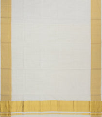 Off White Handloom Kerala Cotton Saree With Zari Border-KEC1063