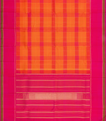 Orange Handloom Kanchipuram Silk Saree With Checks-KA15679