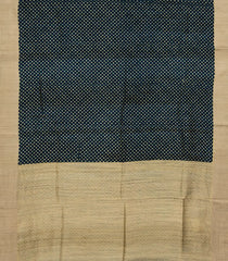Black Handloom Tussar Saree With Printed Diamond Motifs-TU3036