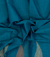 Blue Handloom Village Cotton Saree With Buttas-VC1609