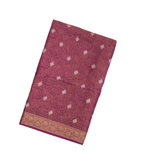 Dusty Peach Woven Art Dola Tissue Saree With Floral Motifs-BL3987