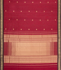 Crimson Handloom Silk Cotton Saree With Zari Buttas & Contrast Border-SC4795