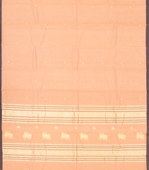 Light Peach Handloom Kanchi Cotton Saree With Floral Buttas-KC1504