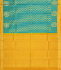 Aquamarine Handloom Korvai Kanchipuram Silk Saree With Kamalam Motifs-KA15499