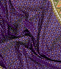 Violet Handloom Rajkot Patola Ikat Silk Saree With Tie & Dye Motifs-IK0519