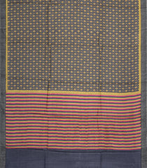 Dark Grey Printed Pure Silk Saree With Floral Motifs-PS0774