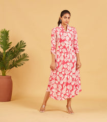 French Rose Pink Floral Dress