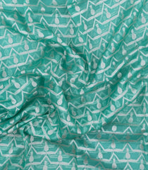 Turquoise Woven Pure Organza Silk Saree With Floral Zari Motifs-KS1071