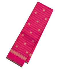 Hot Pink Handloom Kanchipuram Silk Saree With Stripes & Buttas-KA15101