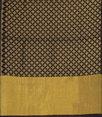 Black Woven Silk Cotton Saree With Hand block Print-SC4216