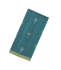Cyan Woven Tussar Silk Saree With Tree Buttas-TU3236