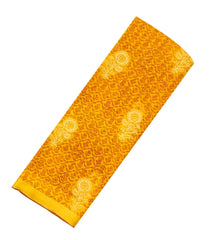 Mustard Woven Pure Georgette Silk Saree With Printed Floral Motifs