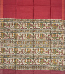 Pink Handloom Dupion Silk Saree With Printed Horse Pallu-DS0486