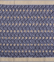 Dark Grey Woven Synthetic Dola Silk Saree With Printed Floral Motifs