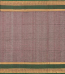 Dark Brown Handloom Silk Cotton Saree With Parrot Buttas-SC3893