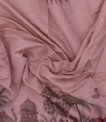 Dusty Pink Printed Synthetic Linen Saree with Jhalar-BL5340