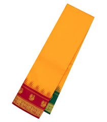 Mango Yellow Handloom Korvai Kanchipuram Silk Saree With Ganga Jamuna Border-KA13941