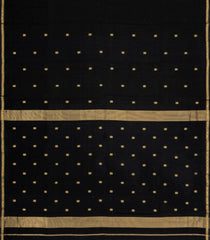 Black Handloom Maheswari Silk Cotton Saree With Buttas & Zari Border-SC4887