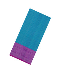 Cyan Handloom Soft Silk Saree With Small Motifs & Purple Border-SO4620