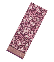 Lilac Printed Chanderi Cotton Saree With Zari Border-CC1453