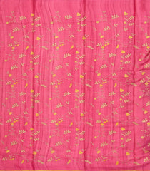 Bubblegum Pink Handloom Tussar Silk Saree With Printed Stripes-TU2745