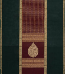 Maroon Handloom Muppagam Kanchi Cotton Saree With Checks & Contrast Border-KC1645