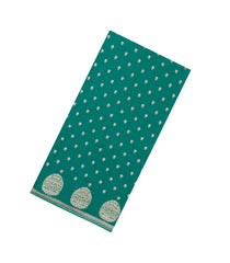 Aquamarine Handloom Banarasi Khaddi Georgette Silk Saree With Floral Motifs-BE1809