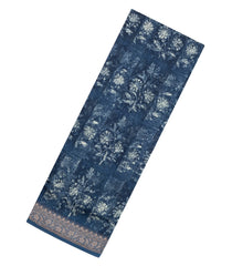 Indigo Printed Chanderi Cotton Saree With Zari Border-CC1458