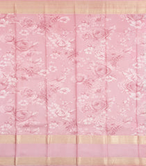 Baby Pink Handloom Silk Saree With Printed Floral Motifs-PS0762