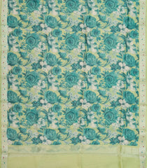 Cardamom Green Woven Tussar Silk Saree With Printed Floral Motifs-TU2921