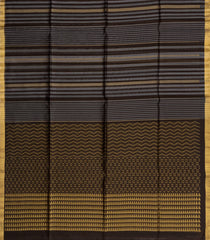 Black Woven Kora Soft Silk Saree With Dotted Stripes-SO4741