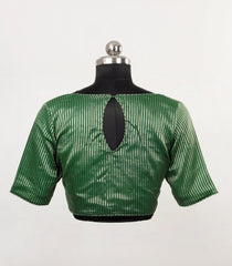 Green Woven Ready Made Tissue Blouse With Stripes & Regular Sleeve-RB5185