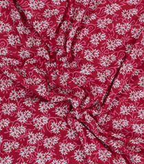 Peach Printed Jaipur Cotton Saree With Floral Motifs-JC1625