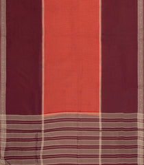 Red Woven Blended Viscose Saree With Contrast Border-BL5594