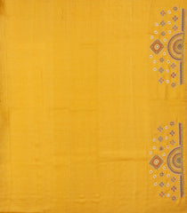 Mustard Printed Tussar Silk Saree With Checks & Meena Embroidered Border-TU3809