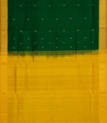 Dark Green Handloom Silk Cotton Saree With Buttas & Contrast Border-SC4500