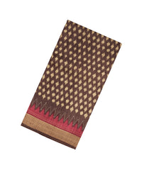 Brown Woven Tussar Silk Saree With Printed Floral Motifs-TU3111
