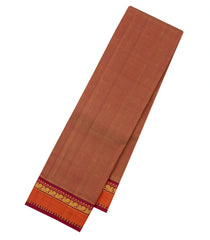 Rust Handloom Kanchipuram Silk Saree With Crimson Border-KA14851