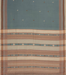 Grey Handloom Chanderi Cotton Saree With Contrast Border-CC1354