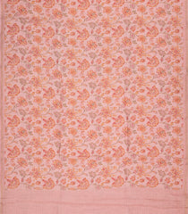 BubbleGum Pink Woven Linen Saree With Printed Floral Motifs-LI0675