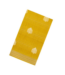 Mustard Printed Synthetic Dola Silk Saree With Zari Stripes & Border-SY0311