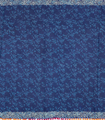 Indigo Printed Jaipur Cotton Saree With Tie & Dye Motifs-JC1851