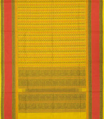 Lime Green Handloom Kanchi Cotton Saree With Checks-KC1470