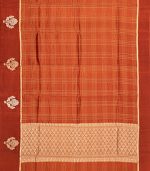 Rust Handloom Banarasi Silk Saree With Zari Checks-BE1876