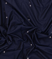 Midnight Blue Handloom Bengal Cotton Saree With Coin Buttas-BG1765